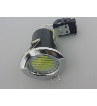 10 X Chrome Fire Rated Downlights With 3 Watt LED Spotlight Bulbs