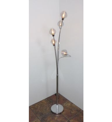 Modern 5 Way Chrome Floor Lamp With Chrome Spring Effect Shades