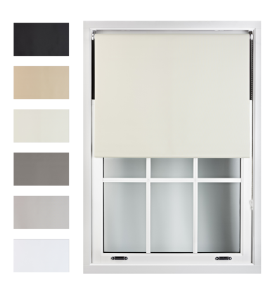 Furnished Blackout Roller Blind, Cream 55cm x 165cm
