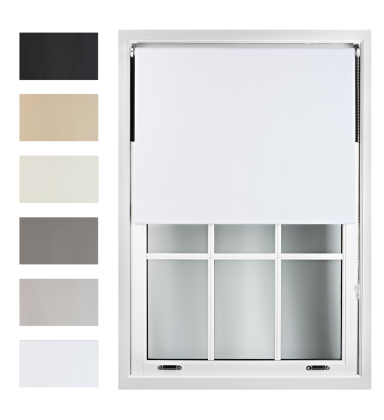 Furnished Blackout Roller Blind, White 45cm x 165cm