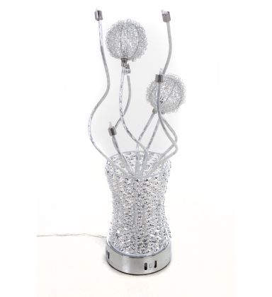 Silver Aluminum Flower Vase Design Desk Table Lamp Wire Ball Metal 45cm