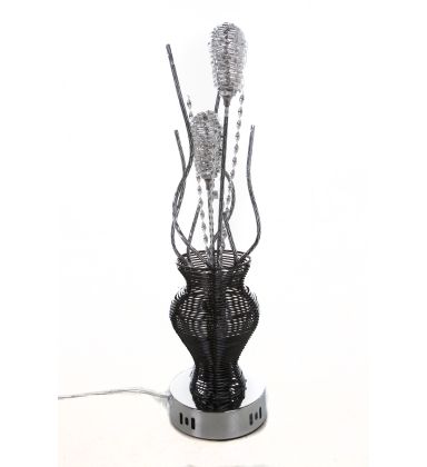Modern Aluminum Black & Silver Flower Vase Table Lamp Twisted Stems Floral 45cm
