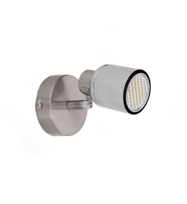 Modern Silver Wall Light / Single Spot Light With 3 Watt MIniSun LED Bulb
