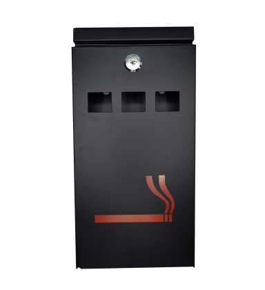 Wall Mounted Outdoor Ashtray Pub Cub Steel Black Silver Cigarette Ash Tray-Black