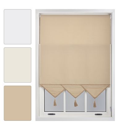 Roller Blinds With Triangle Edge & Tassels - Cappuccino