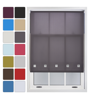 Quality Roller Blinds Chrome Square Eyelets Window Blind Up To 2.4M + Cut to Fit