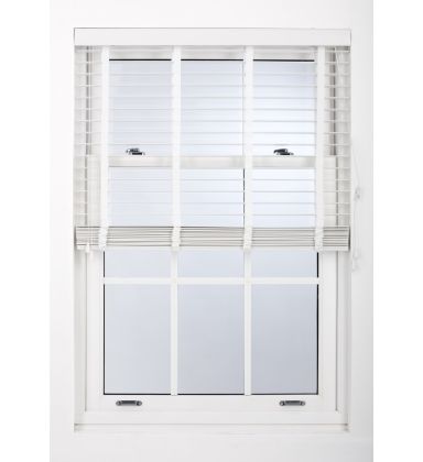 Furnished White Faux Wood Venetian Blind with Tapes