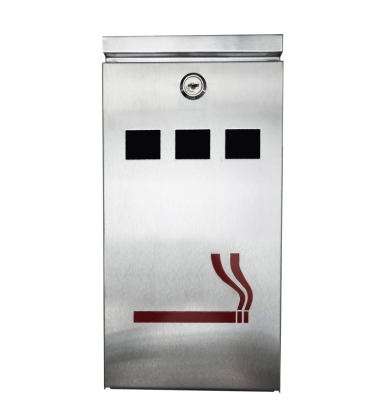 Silver Wall Mounted Outdoor Ashtray Cigarette Ash Tray Stainless Steel Bin