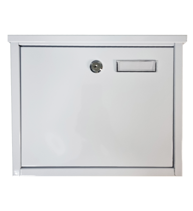 White Lockable Post Box Steel Letter Postbox Wall Mounted Home Durable Mailbox